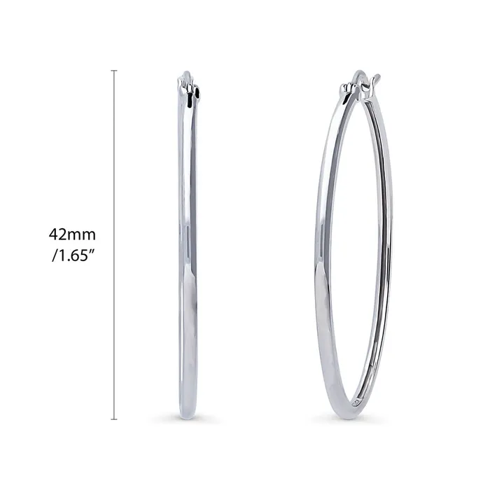 Earrings BERRICLE Oval Dome Large Hoop Earrings in Sterling Silver 165