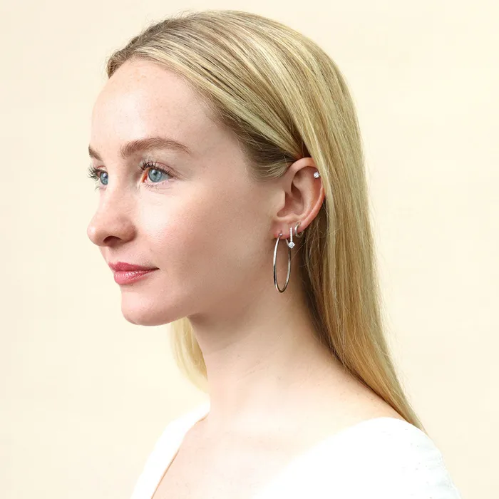 Earrings BERRICLE Oval Dome Large Hoop Earrings in Sterling Silver 165