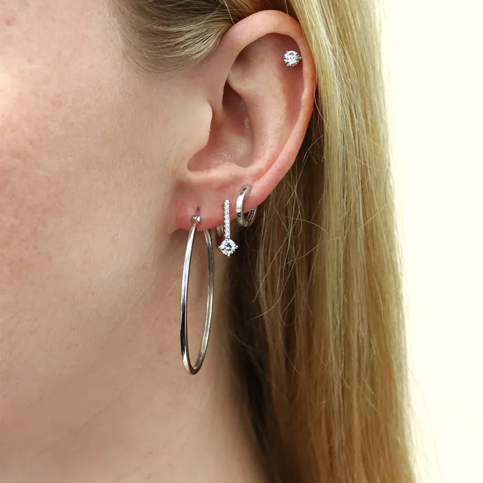 Earrings BERRICLE Oval Dome Large Hoop Earrings in Sterling Silver 165