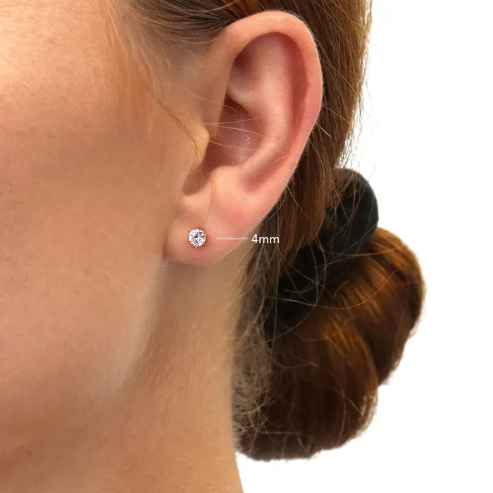 Earrings BERRICLE Solitaire CZ 2 Pairs Earrings Set in Gold Flashed Sterling Silver