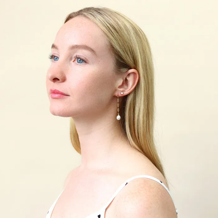 Earrings BERRICLE Solitaire CZ 2 Pairs Earrings Set in Gold Flashed Sterling Silver