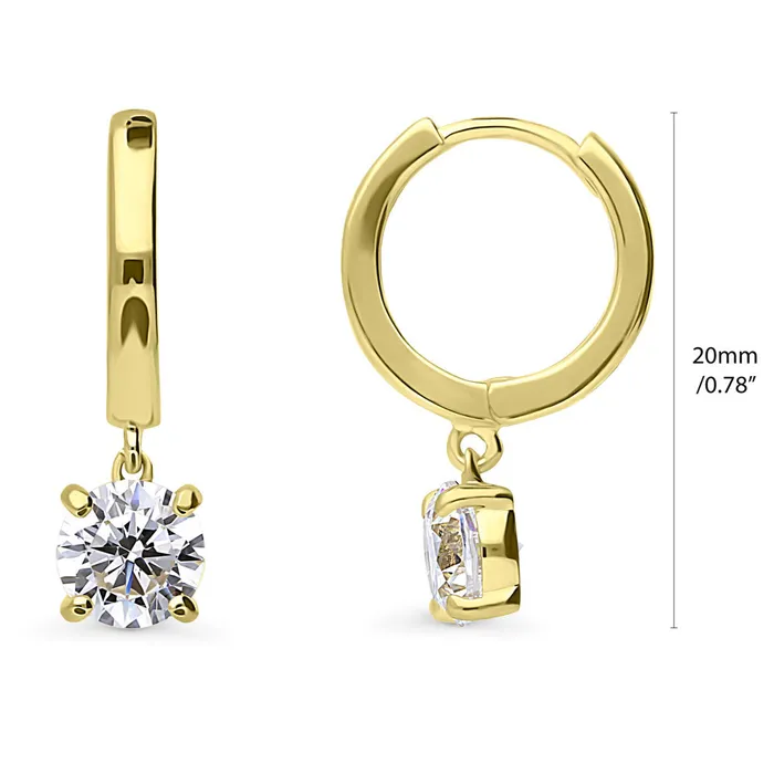 Earrings BERRICLE Solitaire CZ 2 Pairs Earrings Set in Gold Flashed Sterling Silver