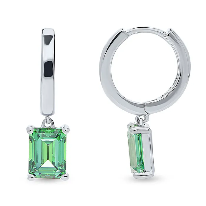 Earrings BERRICLE Solitaire Emerald Cut CZ Earrings in Sterling Silver 2ct