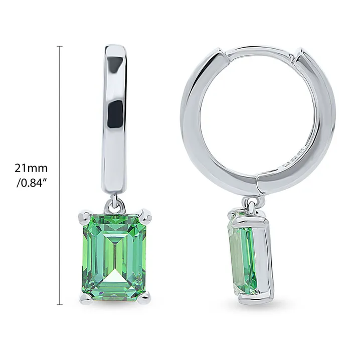 Earrings BERRICLE Solitaire Emerald Cut CZ Earrings in Sterling Silver 2ct