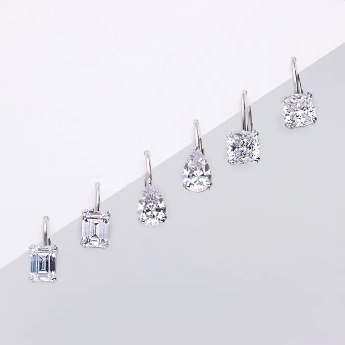 Earrings BERRICLE Solitaire Pear CZ Leverback Earrings in Sterling Silver