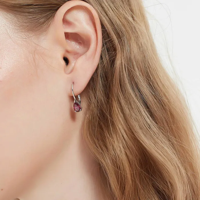 Earrings BERRICLE Solitaire Pear CZ Leverback Earrings in Sterling Silver