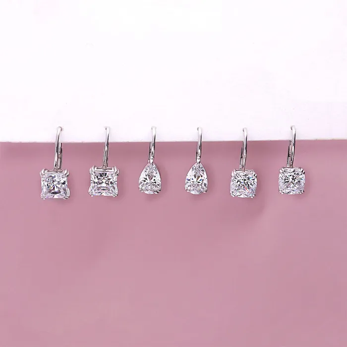 Earrings BERRICLE Solitaire Pear CZ Leverback Earrings in Sterling Silver