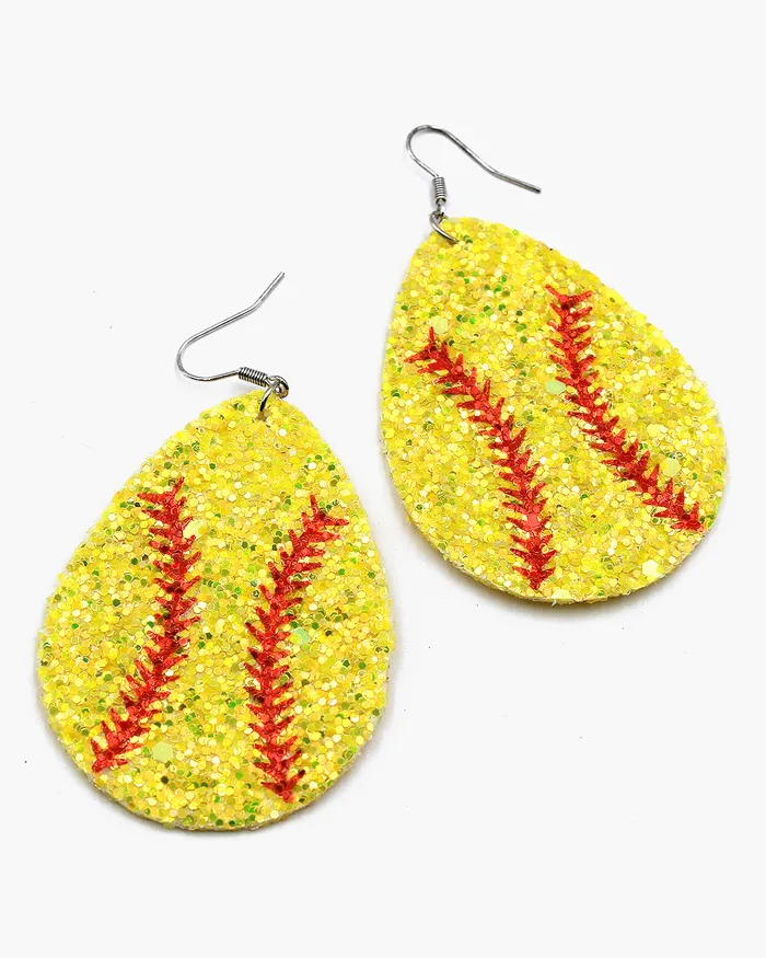 Earrings CHECK202408102023 Softball Sparkling Teardrop Earrings