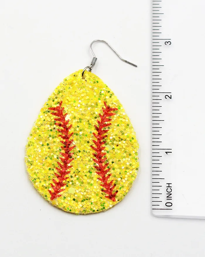 Earrings CHECK202408102023 Softball Sparkling Teardrop Earrings