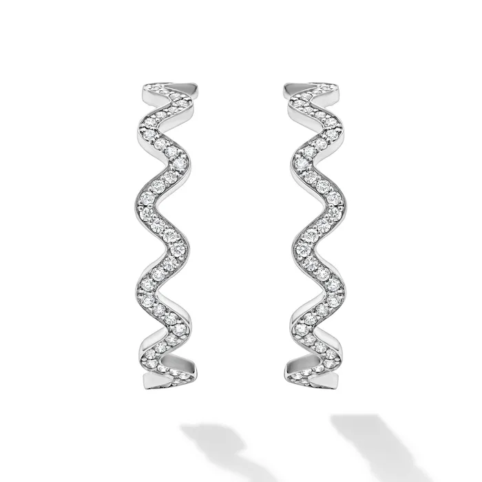 Earrings LAGOS Caviar Spark Large Wave Diamond Hoop Earrings Earrings LAGOS Caviar Spark Large Wave Diamond Hoop Earrings