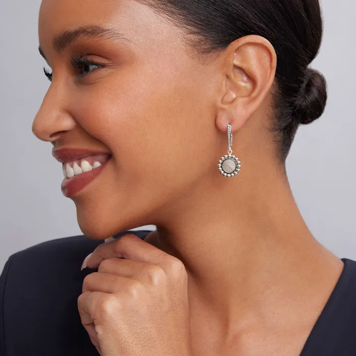 Earrings Lagos Maya Small Mother of Pearl Circle Drop Earrings