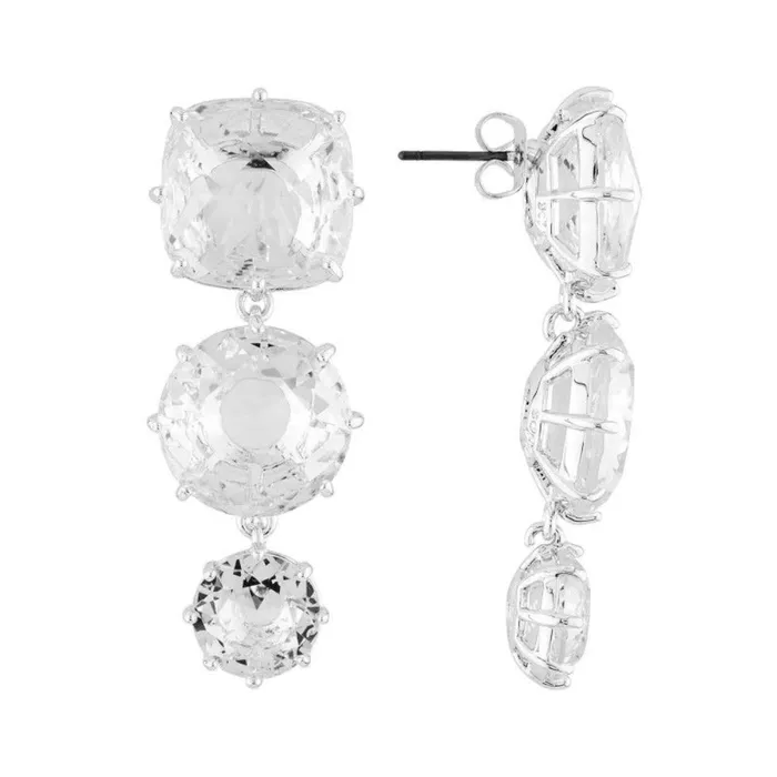 Earrings Les Nereides Les Nereides 3 Silver Crystal Stones Earrings