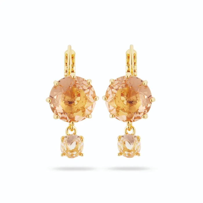 Earrings Les Nereides Les Nereides Apricot Peach Diamantine 2 Round Stone Sleeper Earrings Earrings Les Nereides Les Nereides Apricot Peach Diamantine 2 Round Stone Sleeper Earrings