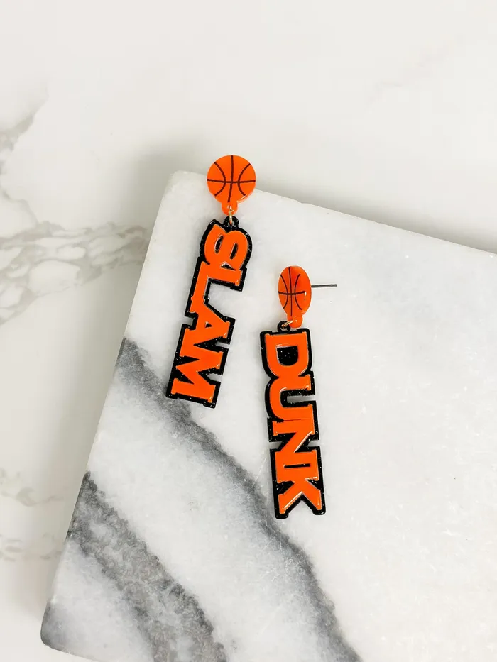 Earrings Prep Obsessed VP Slam Dunk Statement Dangle Earrings Orange Black