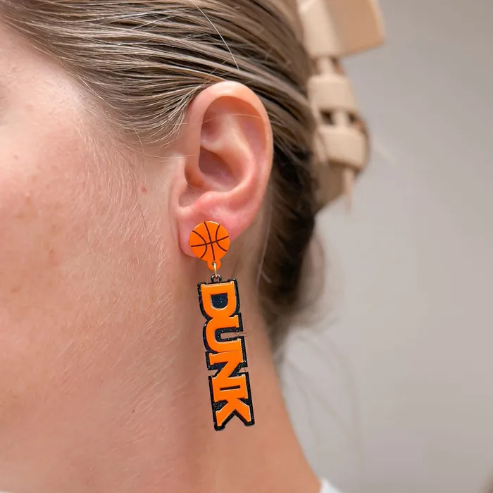 Earrings Prep Obsessed VP Slam Dunk Statement Dangle Earrings Orange Black