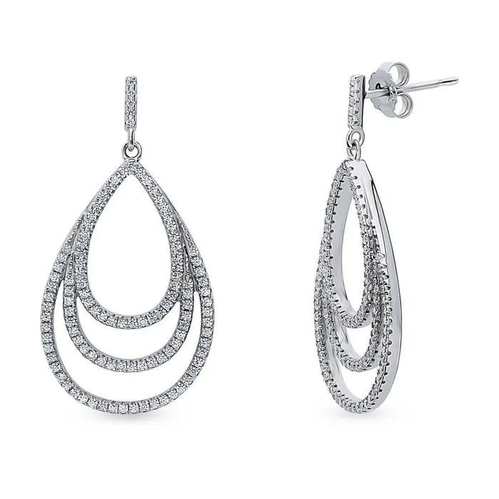 Earrings Teardrop CZ Dangle Earrings in Sterling Silver BERRICLE