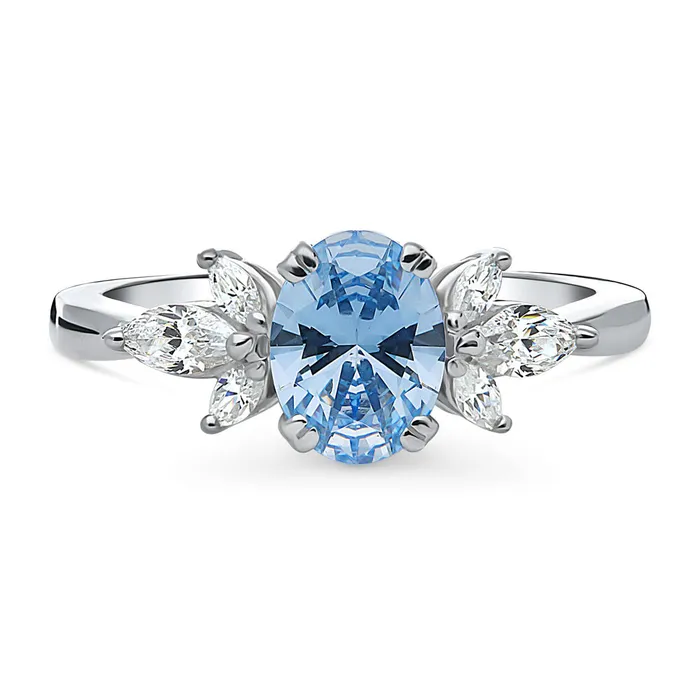 Flower Blue CZ Ring in Sterling Silver BERRICLE Rings