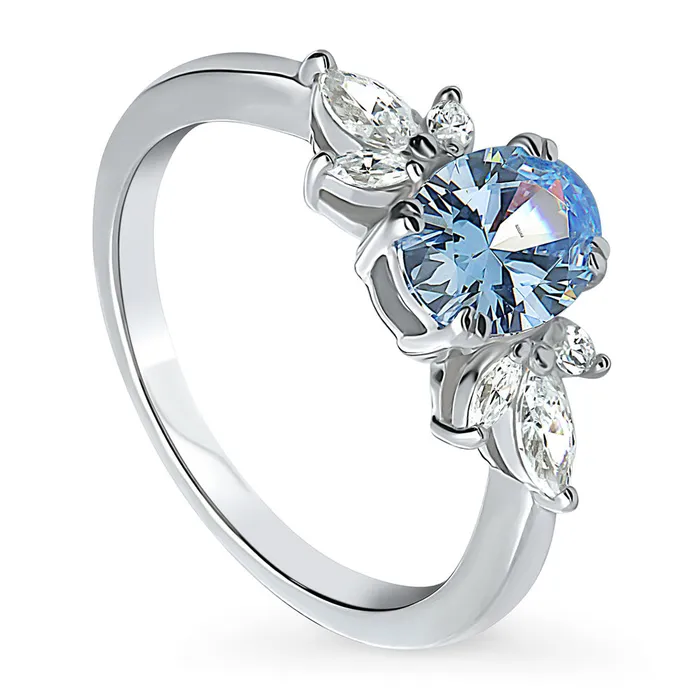 Flower Blue CZ Ring in Sterling Silver BERRICLE Rings