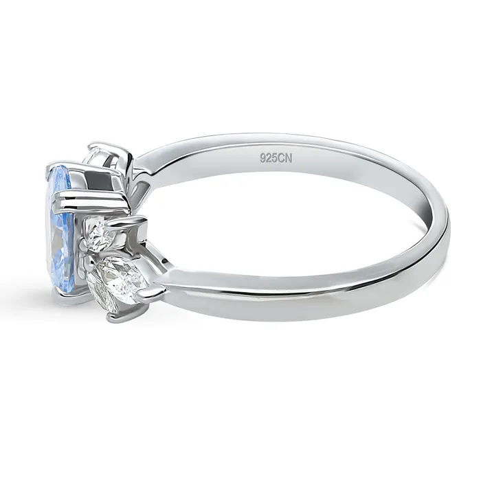 Flower Blue CZ Ring in Sterling Silver BERRICLE Rings