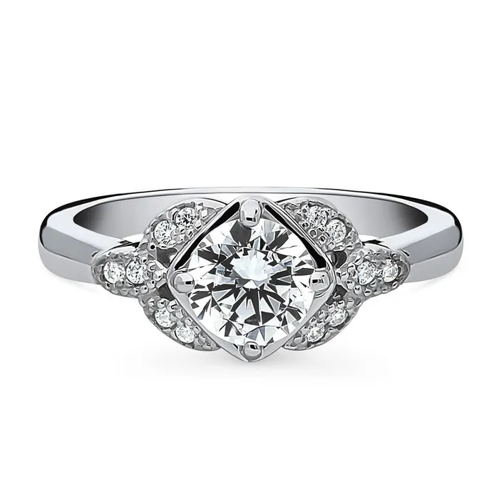 Flower Solitaire 08ct CZ Ring in Sterling Silver BERRICLE Rings
