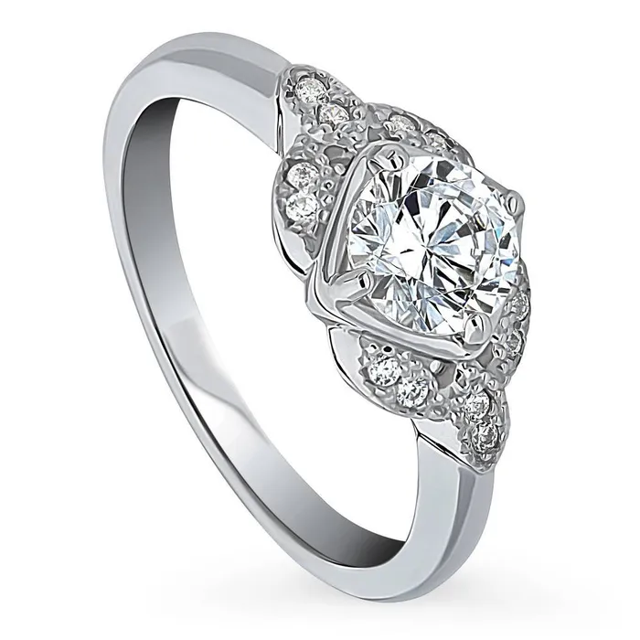 Flower Solitaire 08ct CZ Ring in Sterling Silver BERRICLE Rings