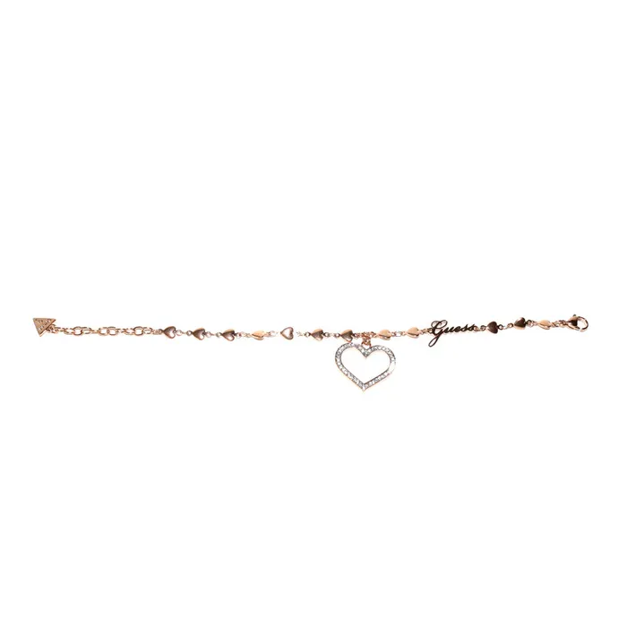 GuessBracelet Ip Rosegold With Crystal Heart Frame Charm Guess Bracelets