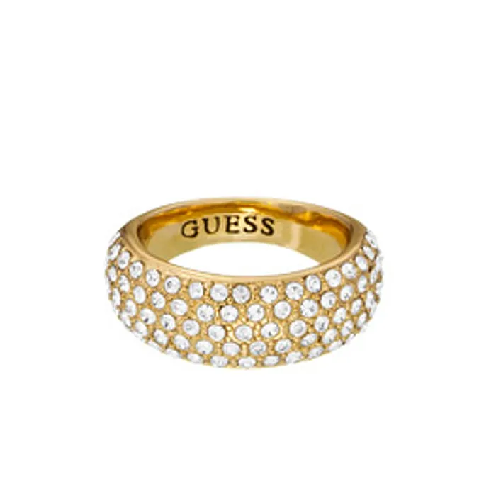 Guess Rings Guess Ladies Ring IP Gold Stainless Steel With Stones Size 54