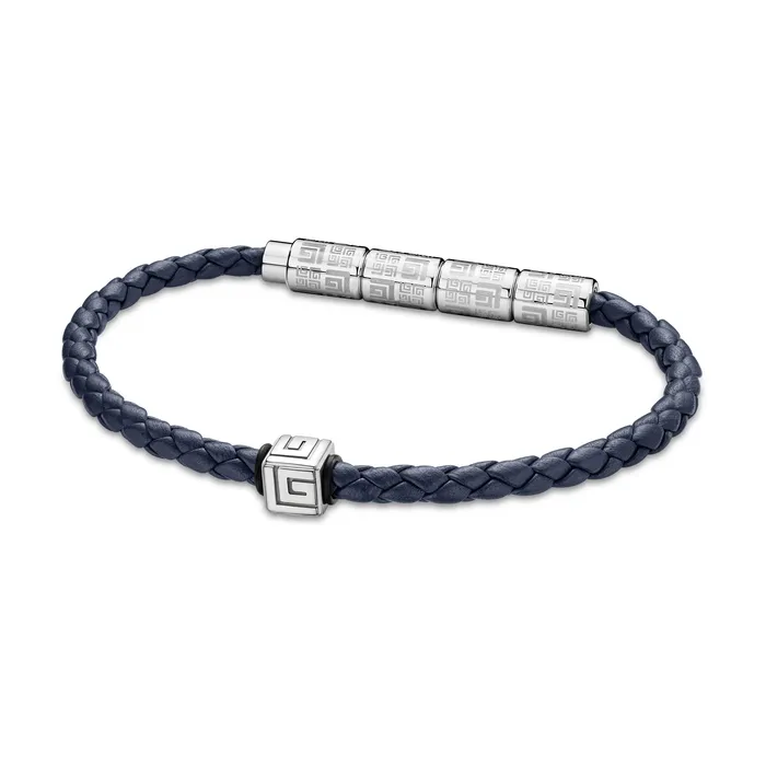 Guy Laroche Gabriel Gents StainlessSteel Bracelet With Dark Blue Leather Guy Laroche Bracelets Guy Laroche Gabriel Gents StainlessSteel Bracelet With Dark Blue Leather Guy Laroche Bracelets