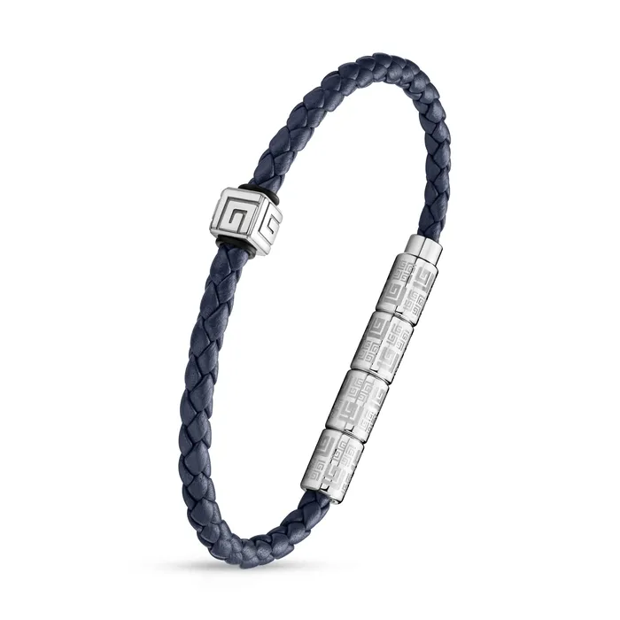 Guy Laroche Gabriel Gents StainlessSteel Bracelet With Dark Blue Leather Guy Laroche Bracelets Guy Laroche Gabriel Gents StainlessSteel Bracelet With Dark Blue Leather Guy Laroche Bracelets