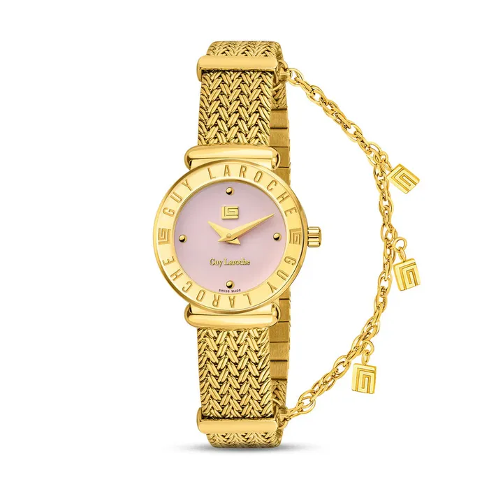Guy Laroche Watches Guy Laroche Betty Ladies Pink Dial Gold Plated Watch Guy Laroche Watches Guy Laroche Betty Ladies Pink Dial Gold Plated Watch