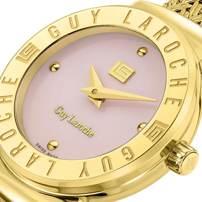 Guy Laroche Watches Guy Laroche Betty Ladies Pink Dial Gold Plated Watch