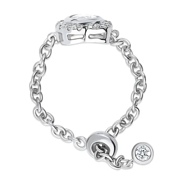 Halo Heart CZ Chain Ring in Sterling Silver BERRICLE Rings