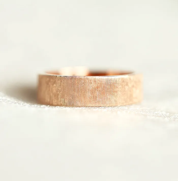 June Brushed 6Mm Wide Gold Wedding Band Mens 14K 18K Gold Ring Unique Promise Ring Womens Band Unisex Capucinne Rings