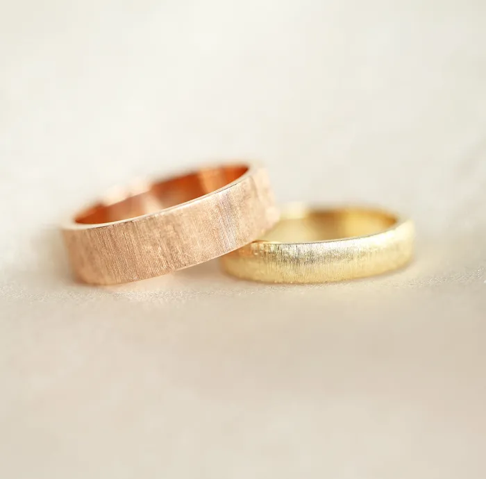 June Brushed 6Mm Wide Gold Wedding Band Mens 14K 18K Gold Ring Unique Promise Ring Womens Band Unisex Capucinne Rings