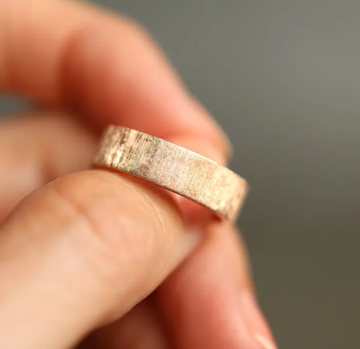 June Brushed 6Mm Wide Gold Wedding Band Mens 14K 18K Gold Ring Unique Promise Ring Womens Band Unisex Capucinne Rings