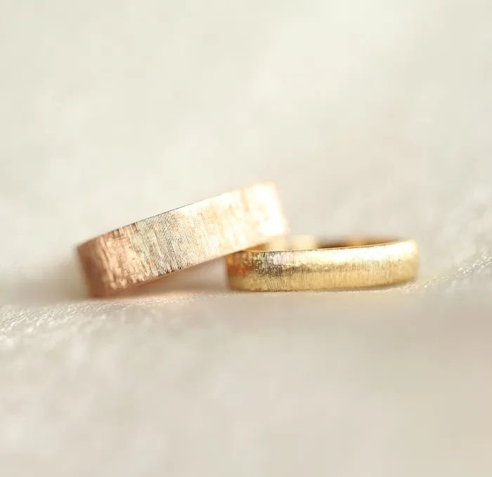 June Brushed 6Mm Wide Gold Wedding Band Mens 14K 18K Gold Ring Unique Promise Ring Womens Band Unisex Capucinne Rings
