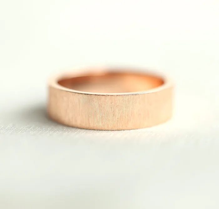 June Brushed 6Mm Wide Gold Wedding Band Mens 14K 18K Gold Ring Unique Promise Ring Womens Band Unisex Capucinne Rings