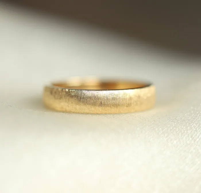June Brushed 6Mm Wide Gold Wedding Band Mens 14K 18K Gold Ring Unique Promise Ring Womens Band Unisex Capucinne Rings