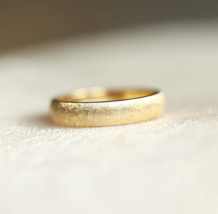 June Brushed 6Mm Wide Gold Wedding Band Mens 14K 18K Gold Ring Unique Promise Ring Womens Band Unisex Capucinne Rings