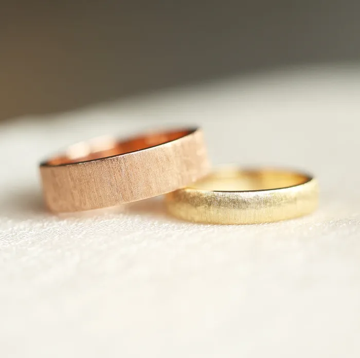 June Brushed 6Mm Wide Gold Wedding Band Mens 14K 18K Gold Ring Unique Promise Ring Womens Band Unisex Capucinne Rings