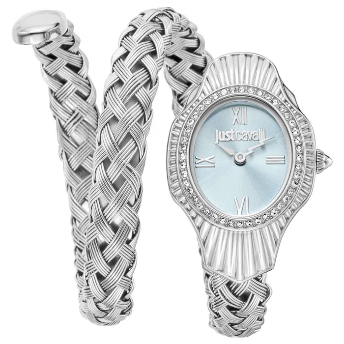 Just Cavalli Watches Just Cavalli Twined Ladies Blue Silver Signature Snake Watch Just Cavalli Watches Just Cavalli Twined Ladies Blue Silver Signature Snake Watch
