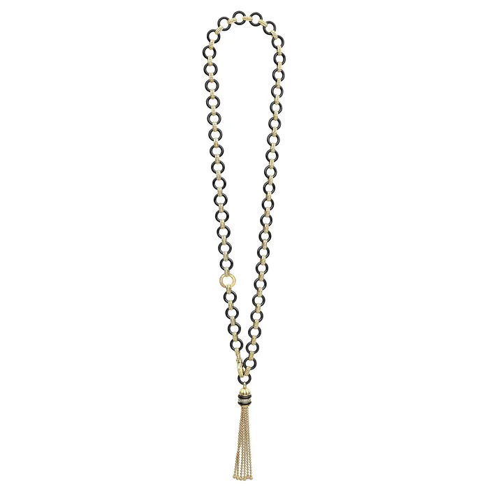 LAGOS Necklaces Studio 18K Gold Black Ceramic Tassel Link Necklace