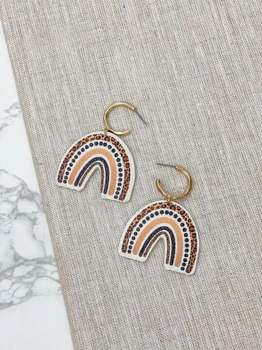 Leopard Rainbow Leather Dangle Earrings Prep Obsessed MOA Earrings