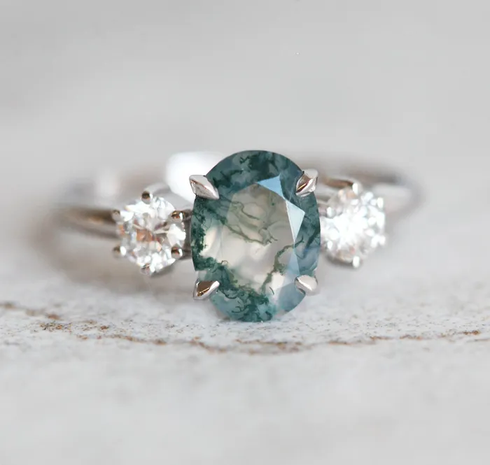 Marla Moss Agate Ring with Diamonds Capucinne Rings