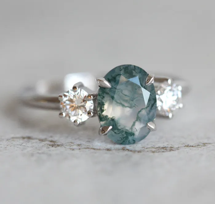 Marla Moss Agate Ring with Diamonds Capucinne Rings