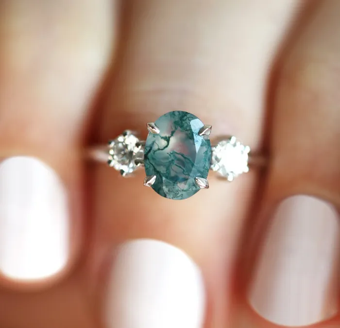 Marla Moss Agate Ring with Diamonds Capucinne Rings