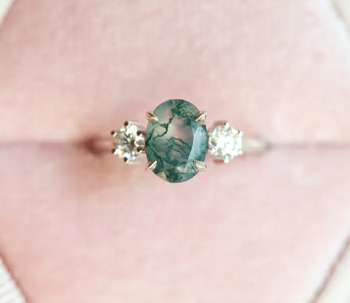 Marla Moss Agate Ring with Diamonds Capucinne Rings