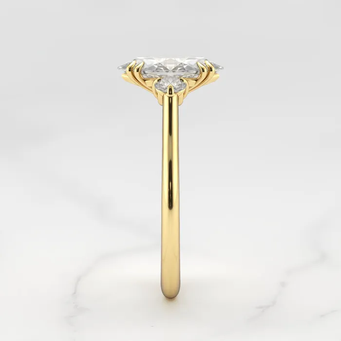 Marquise Moissanite Ring With Accent Stones three stone ring Capucinne Rings