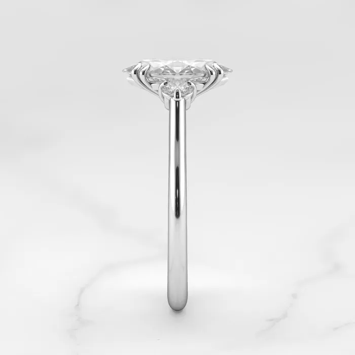 Marquise Moissanite Ring With Accent Stones three stone ring Capucinne Rings