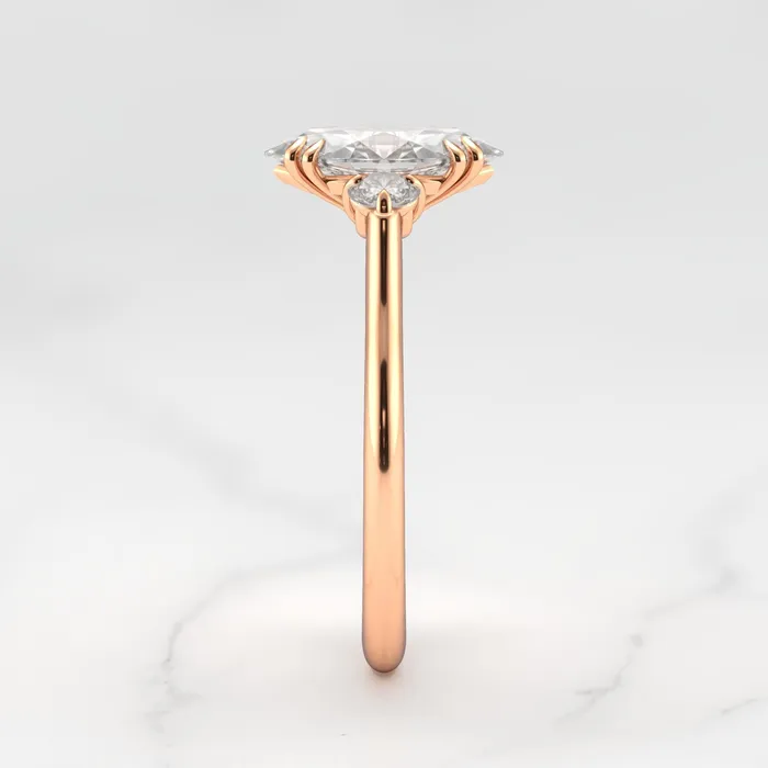 Marquise Moissanite Ring With Accent Stones three stone ring Capucinne Rings